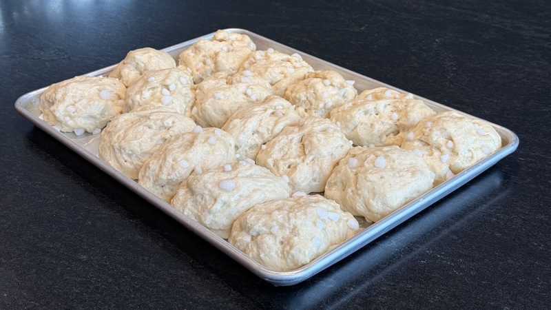 Fully risen Liège waffle dough